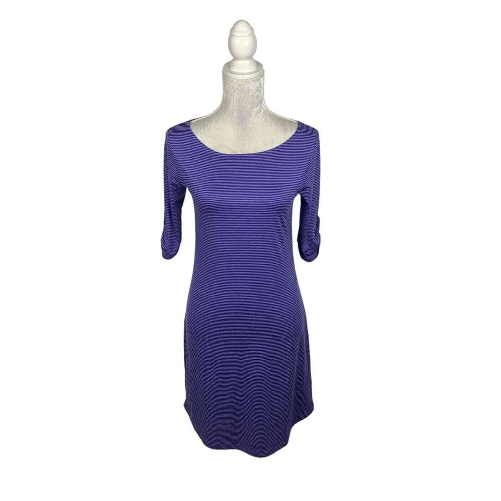 Soybu Purple Striped Athletic Shift Dress Tabbed Sleeves Lightweight Gorpcore S